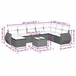 9 részes világosszürke polyrattan kerti ülőgarnitúra párnával 9