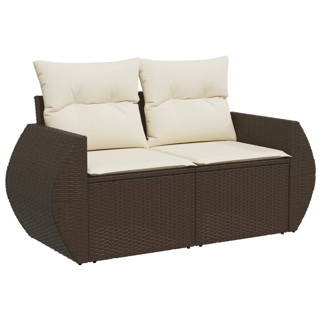 9 részes barna polyrattan kerti ülőgarnitúra párnákkal 5
