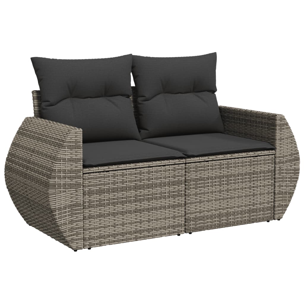 10 részes szürke polyrattan kerti ülőgarnitúra párnákkal 3