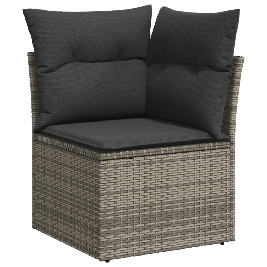 10 részes szürke polyrattan kerti ülőgarnitúra párnákkal 4
