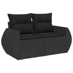 10 részes fekete polyrattan kerti ülőgarnitúra párnákkal 3