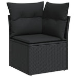 10 részes fekete polyrattan kerti ülőgarnitúra párnákkal 4