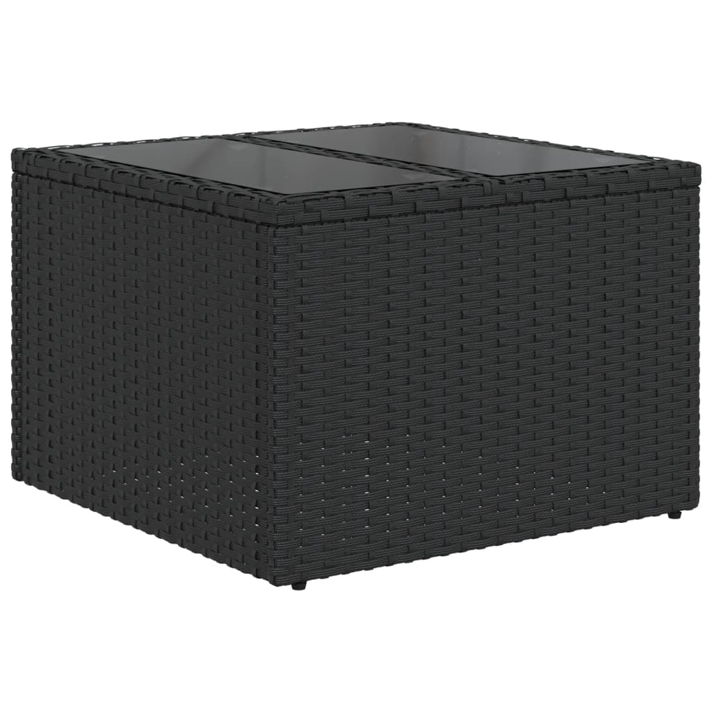 11 db fekete polyrattan kerti kanapégarnitúra párnákkal 4