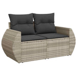 10 részes világosszürke polyrattan kerti ülőgarnitúra párnákkal 3