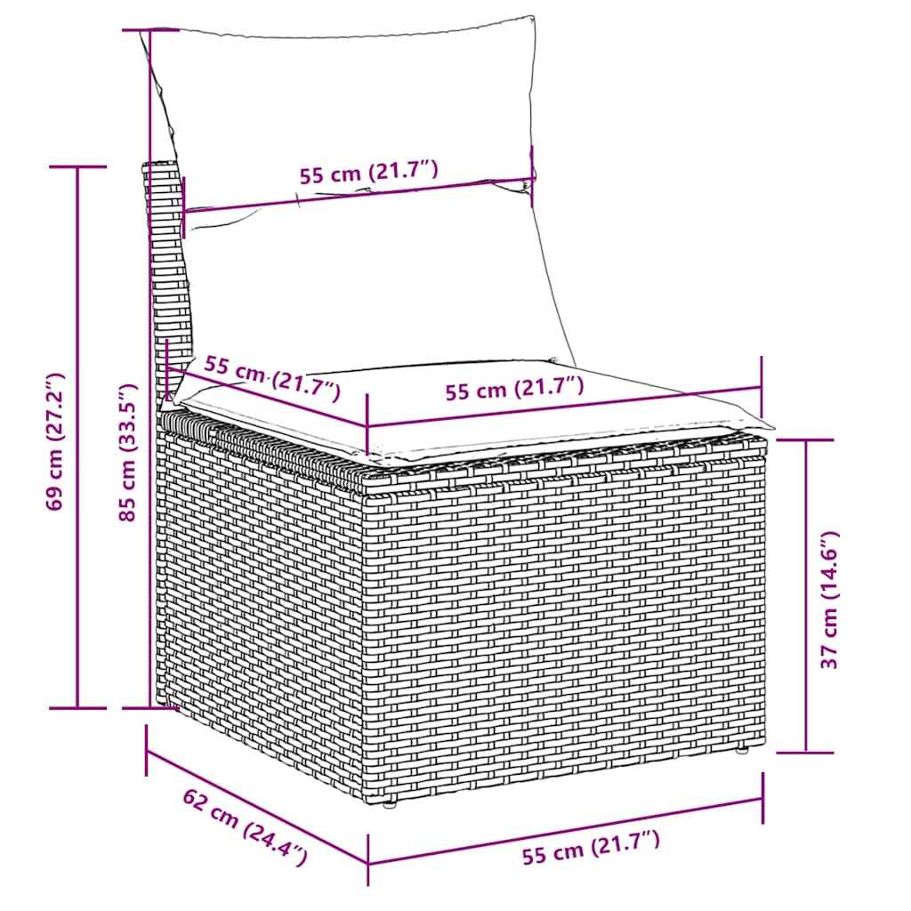 10 részes világosszürke polyrattan kerti ülőgarnitúra párnákkal 11