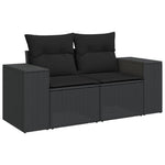 3 részes fekete polyrattan kerti ülőgarnitúra párnával 3