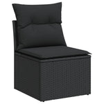 3 részes fekete polyrattan kerti ülőgarnitúra párnával 4