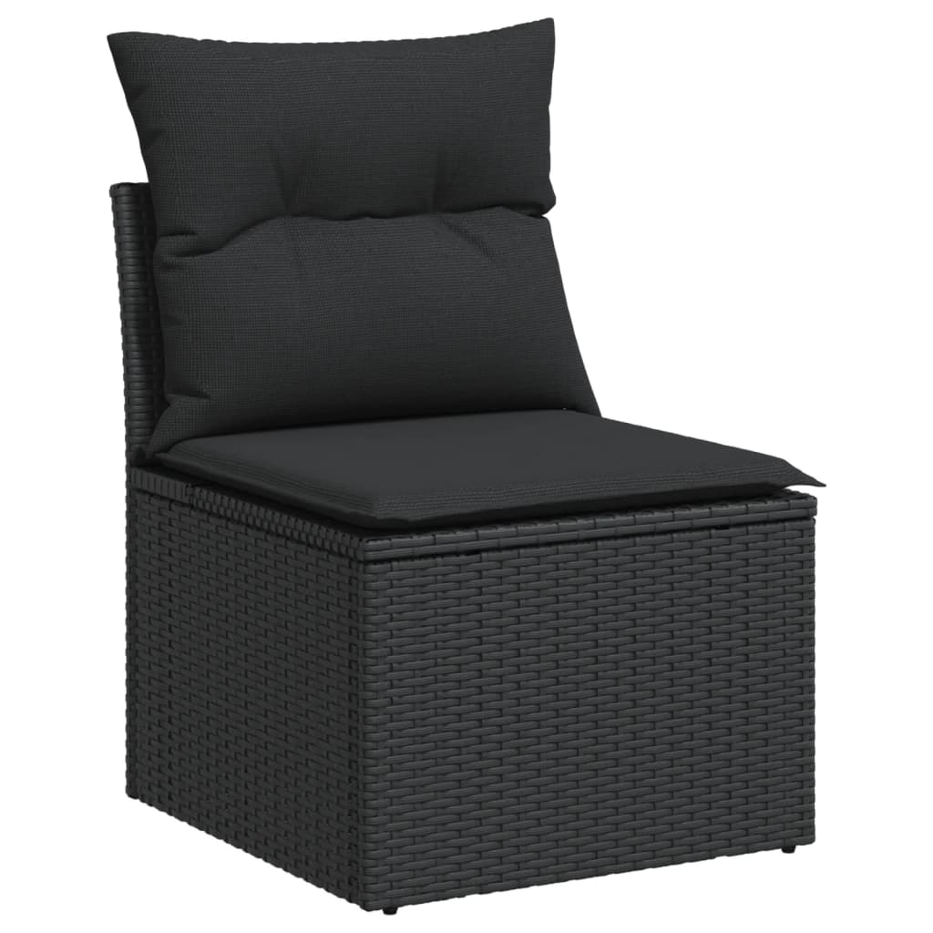 3 részes fekete polyrattan kerti ülőgarnitúra párnával 4