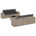 7 részes világosszürke polyrattan kerti ülőgarnitúra párnákkal 2