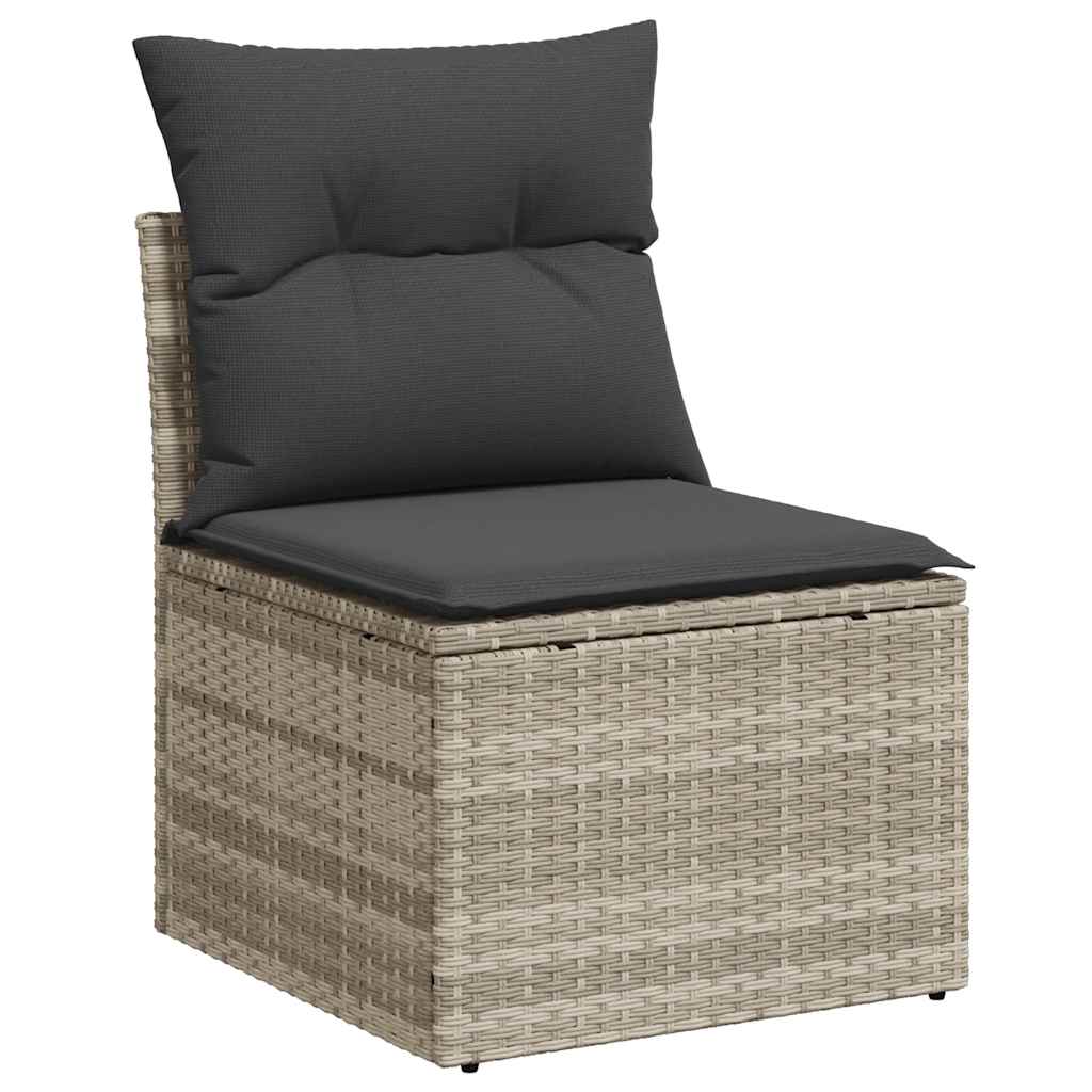7 részes világosszürke polyrattan kerti ülőgarnitúra párnákkal 4