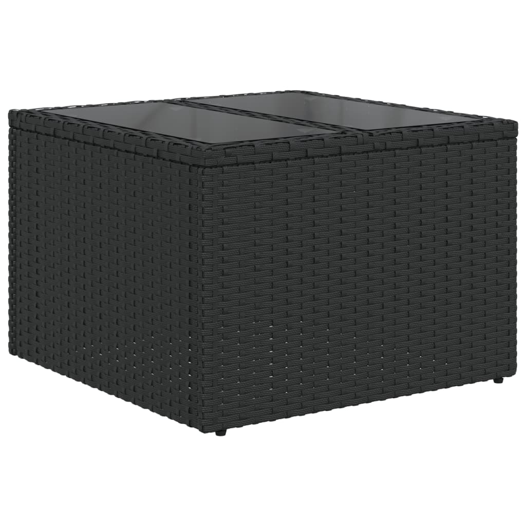 5 db fekete polyrattan kerti kanapégarnitúra párnákkal 4