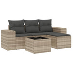 5 részes világosszürke polyrattan kerti ülőgarnitúra párnákkal 2