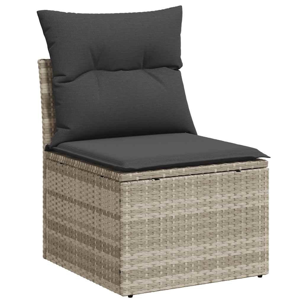 5 részes világosszürke polyrattan kerti ülőgarnitúra párnákkal 5