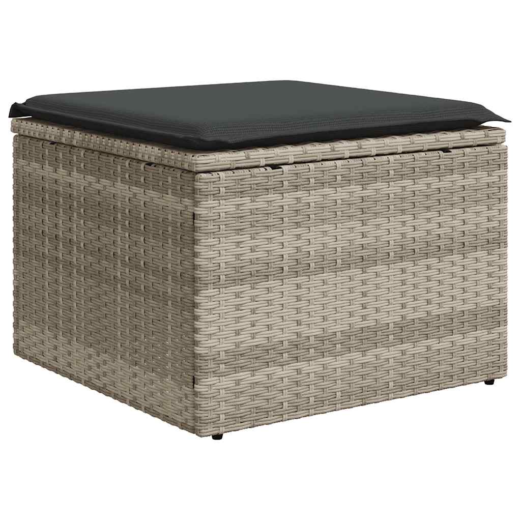 5 részes világosszürke polyrattan kerti ülőgarnitúra párnákkal 6