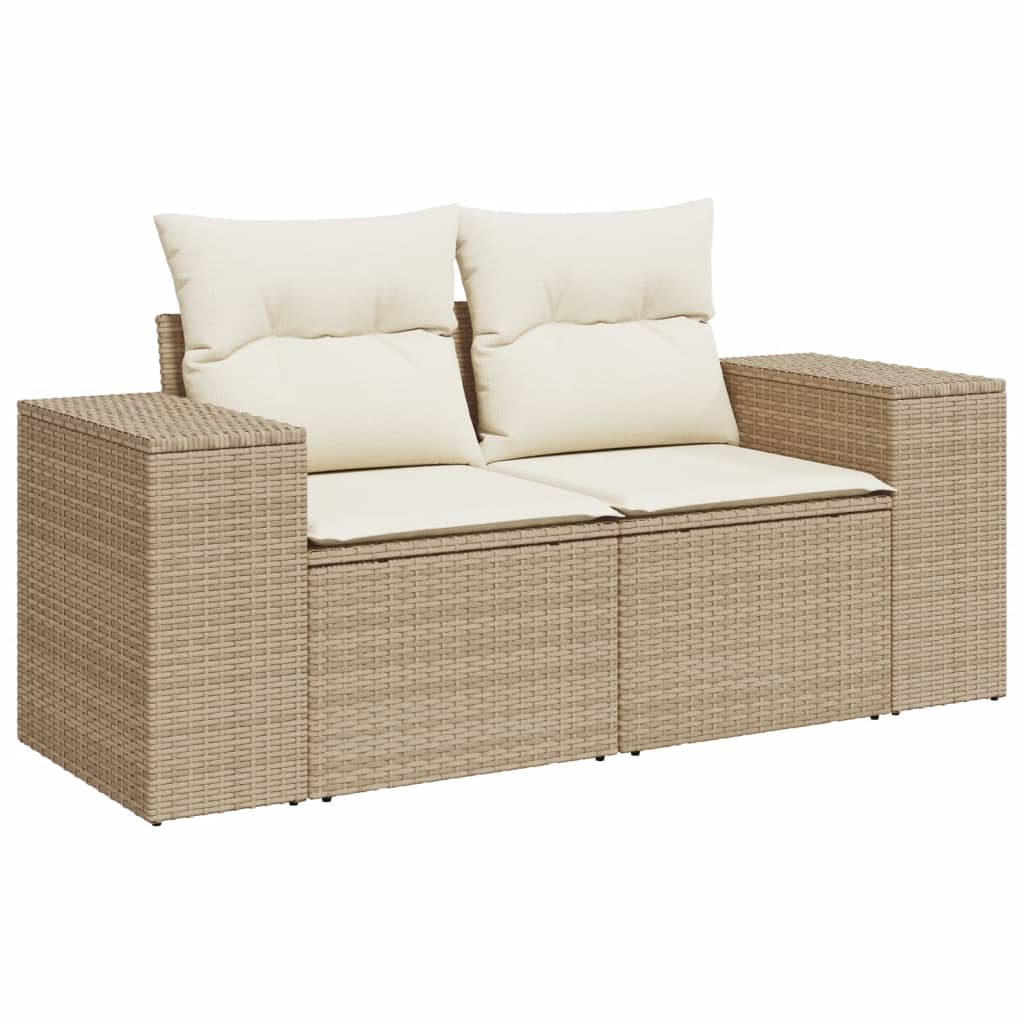 5 részes bézs polyrattan kerti ülőgarnitúra párnákkal 3