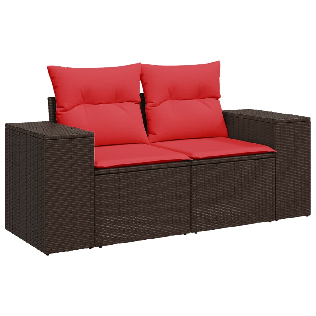 5 db barna polyrattan kerti kanapégarnitúra párnákkal 3