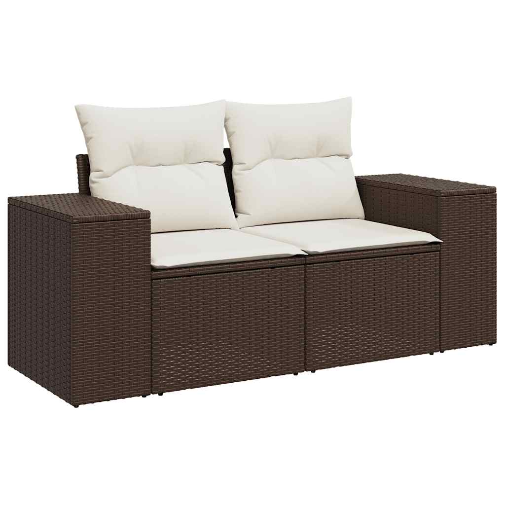 7 részes barna polyrattan kerti ülőgarnitúra párnákkal 3
