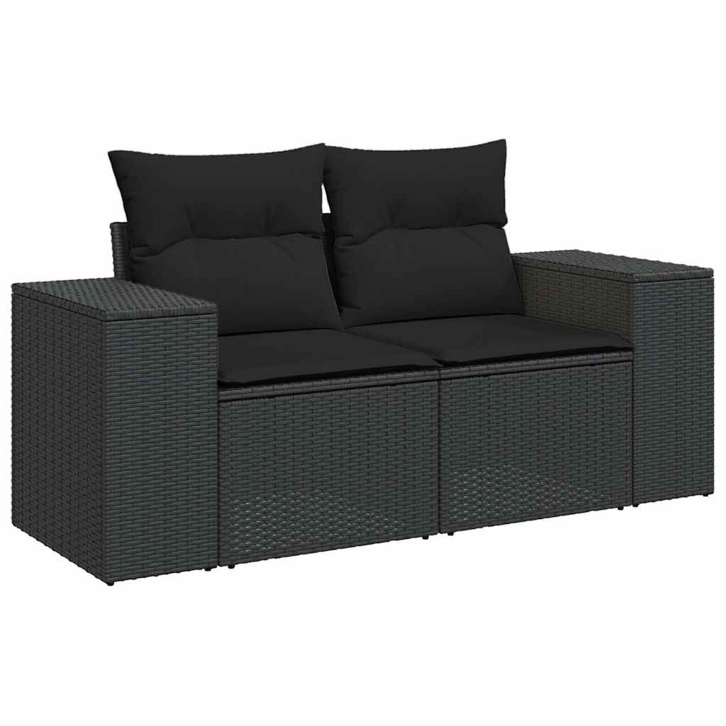 7 részes fekete polyrattan kerti ülőgarnitúra párnával 3