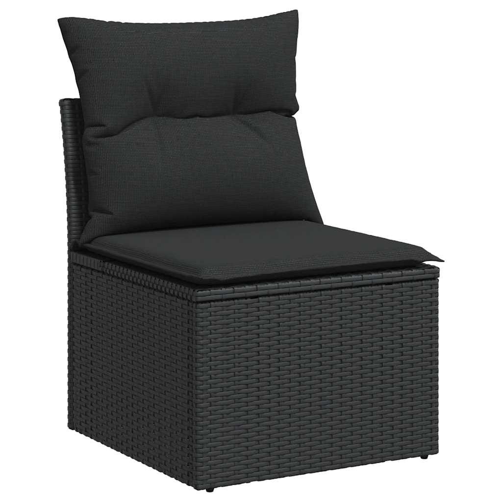 7 részes fekete polyrattan kerti ülőgarnitúra párnával 5