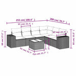 7 részes fekete polyrattan kerti ülőgarnitúra párnával 8