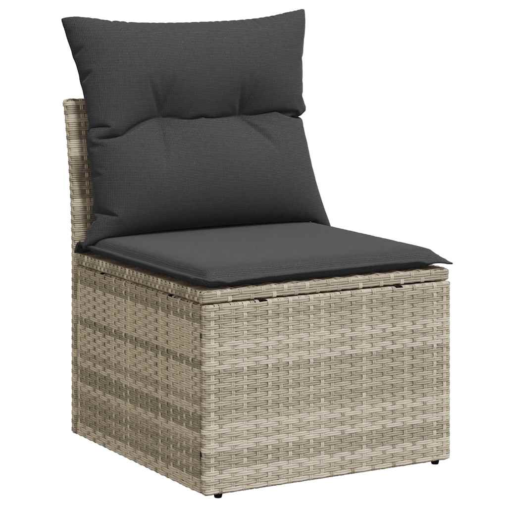 7 részes világosszürke polyrattan kerti ülőgarnitúra párnákkal 5
