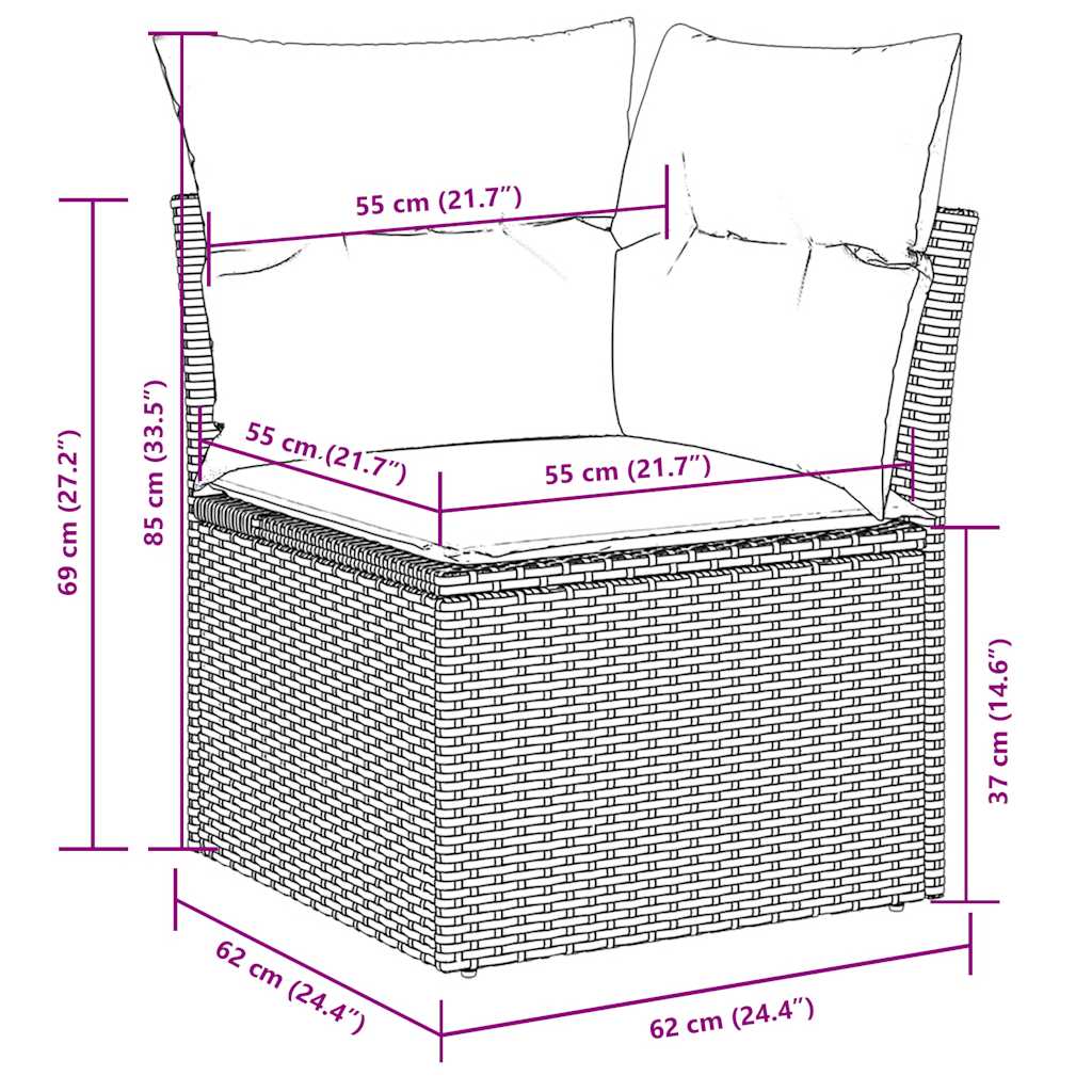 7 részes világosszürke polyrattan kerti ülőgarnitúra párnákkal 11