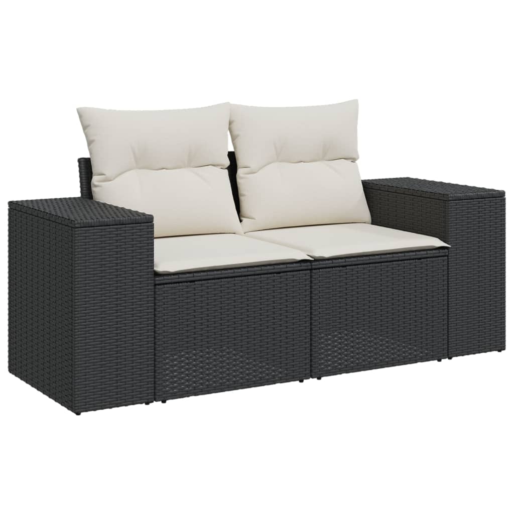 8 részes fekete polyrattan kerti ülőgarnitúra párnákkal 3