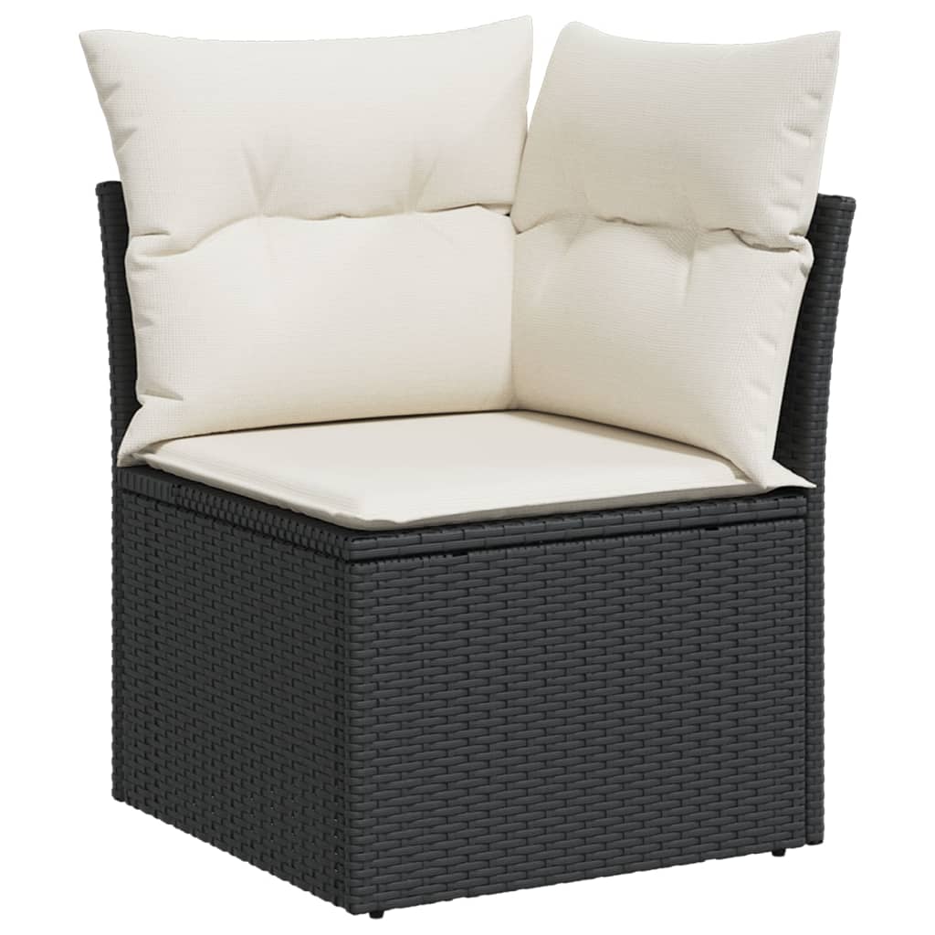 8 részes fekete polyrattan kerti ülőgarnitúra párnákkal 5