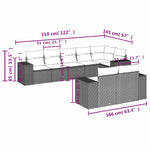 8 db szürke polyrattan kerti kanapégarnitúra párnákkal 7