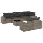 9 részes szürke polyrattan kerti ülőgarnitúra párnákkal 2
