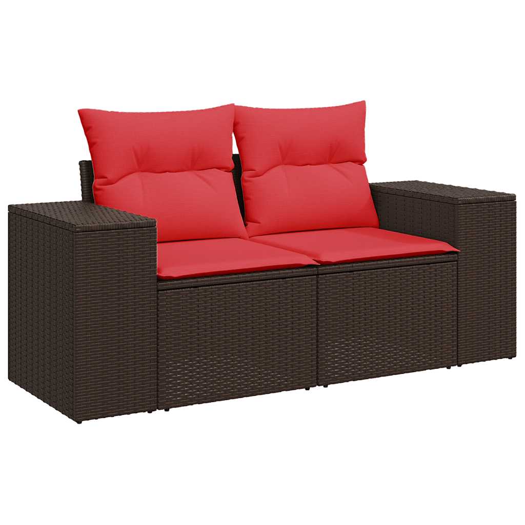 8 db barna polyrattan kerti kanapégarnitúra párnákkal 3