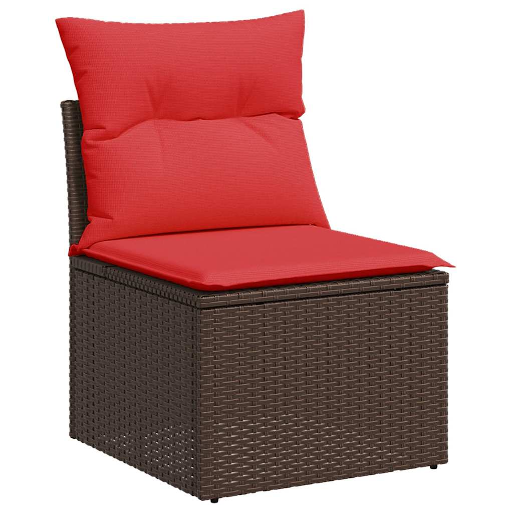 8 db barna polyrattan kerti kanapégarnitúra párnákkal 4
