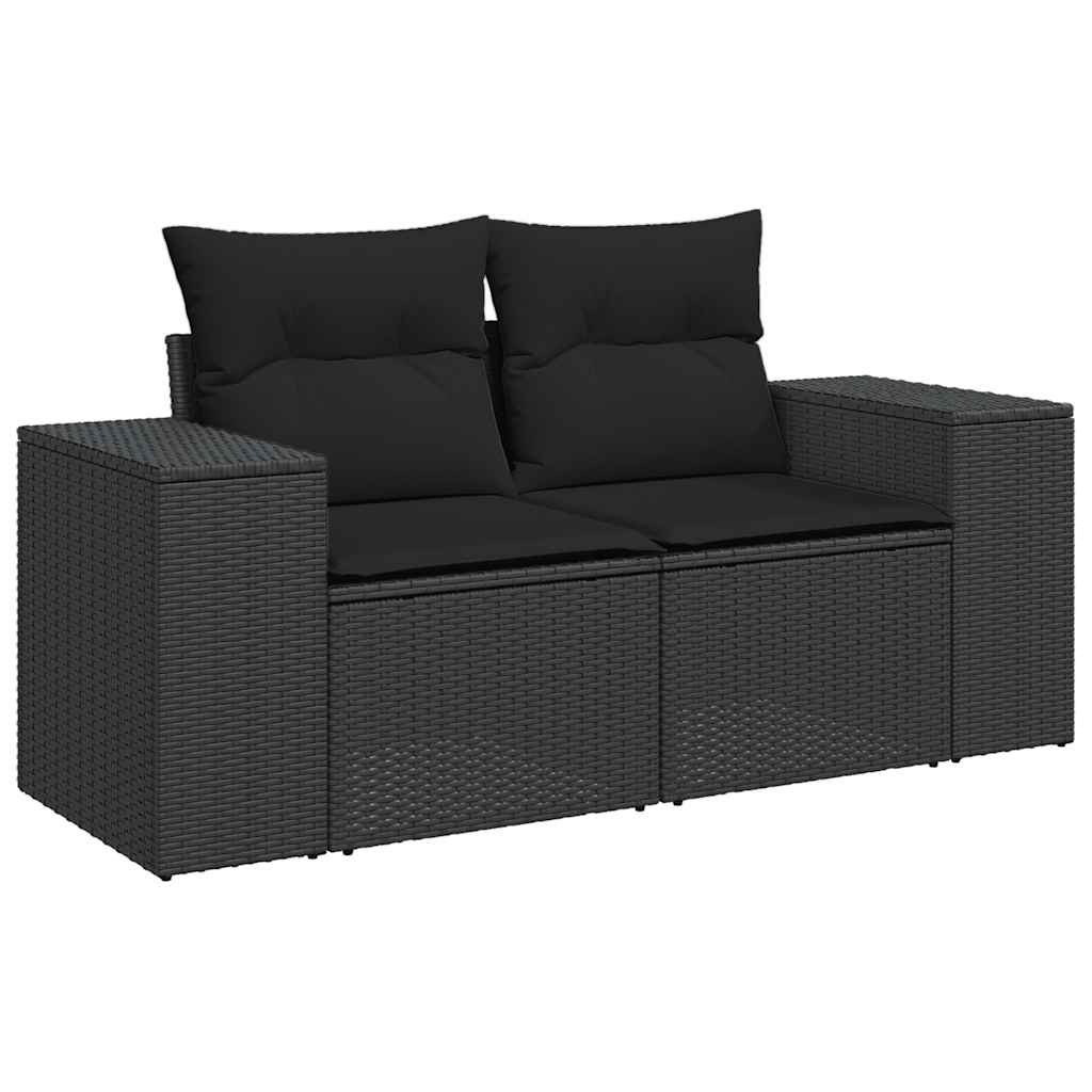7 részes fekete polyrattan kerti ülőgarnitúra párnával 4