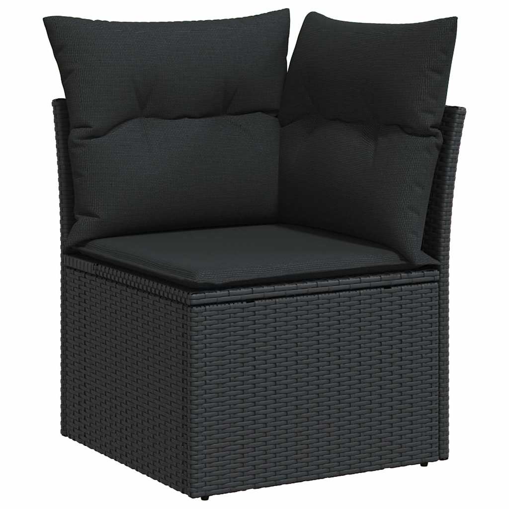 7 részes fekete polyrattan kerti ülőgarnitúra párnával 6