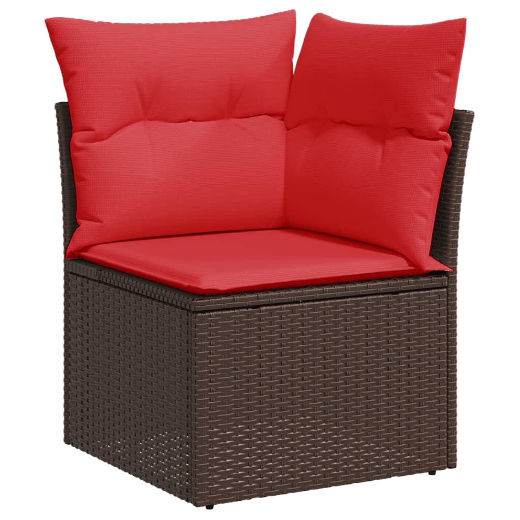 7 db barna polyrattan kerti kanapégarnitúra párnákkal 6