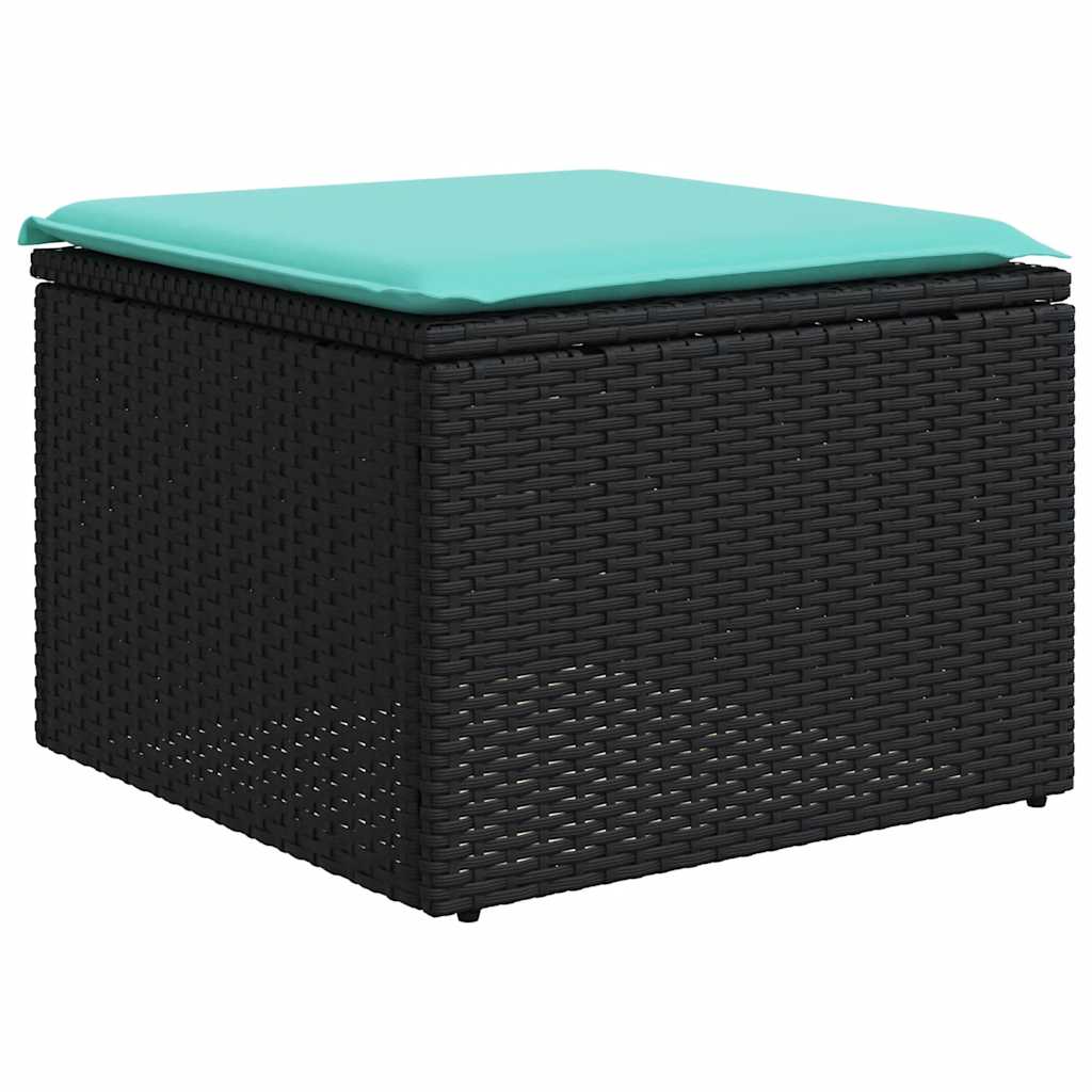 8 db fekete polyrattan kerti kanapégarnitúra párnákkal 6