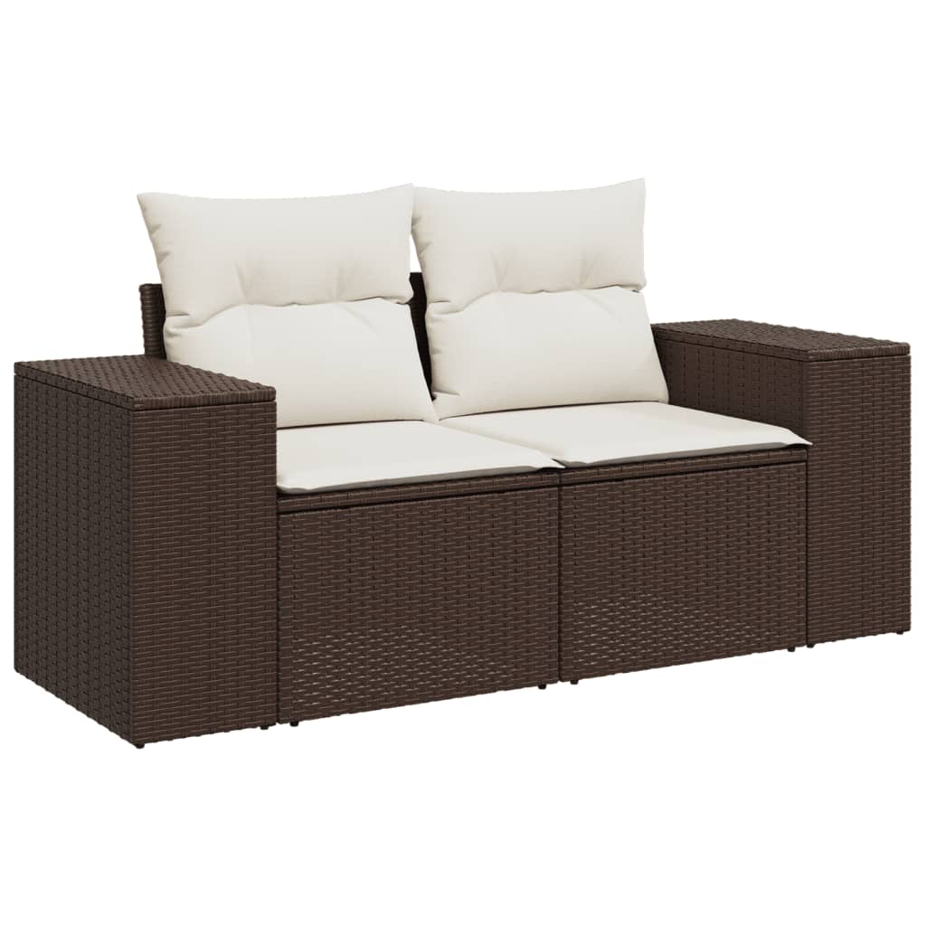 8 részes barna polyrattan kerti ülőgarnitúra párnákkal 3