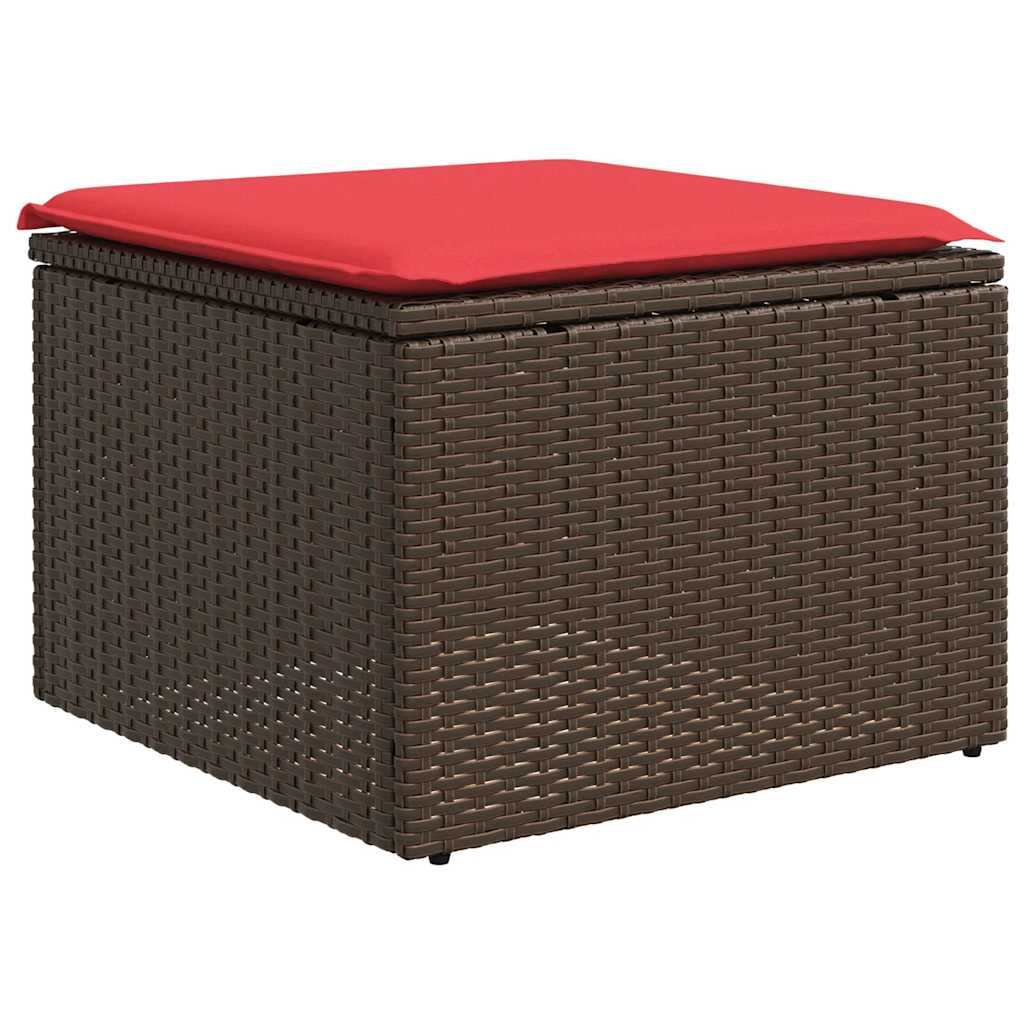 7 db barna polyrattan kerti kanapégarnitúra párnákkal 8