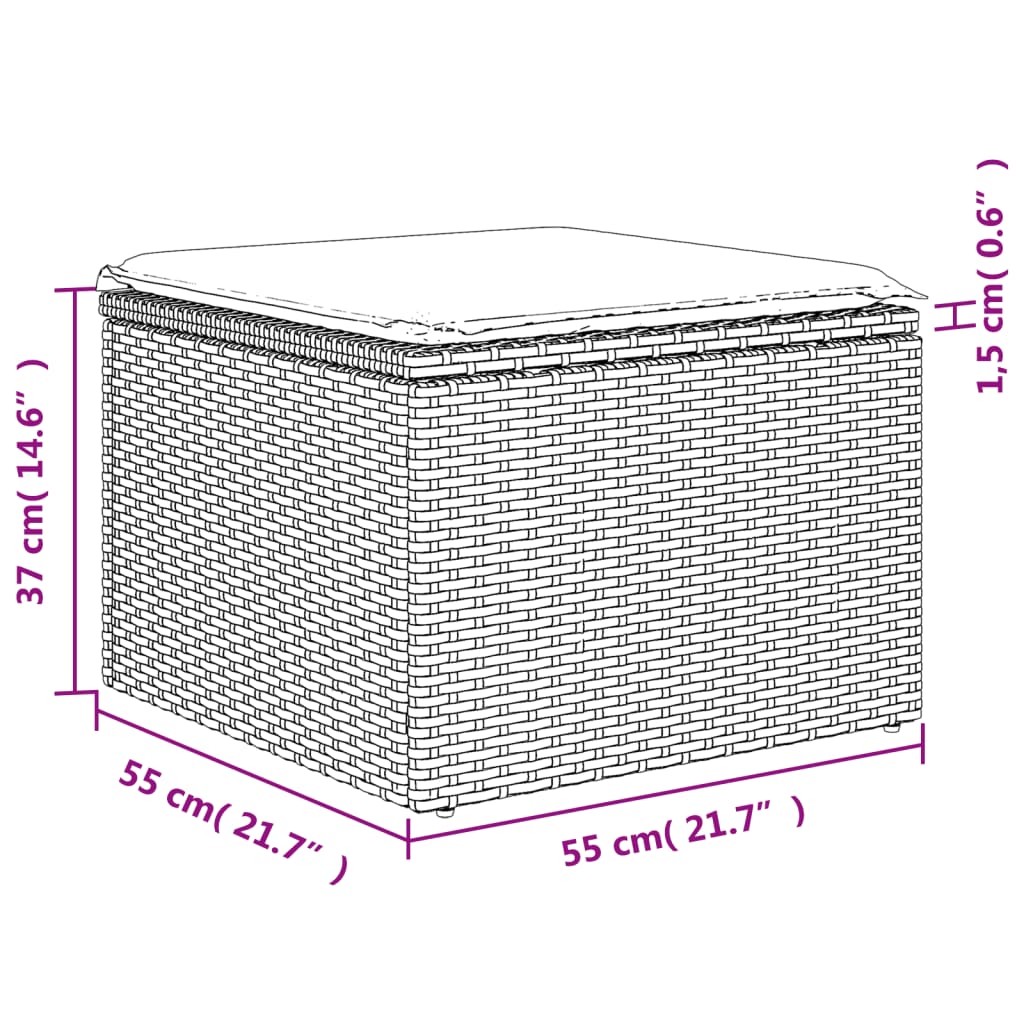 9 részes fekete polyrattan kerti ülőgarnitúra párnákkal 12