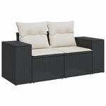 9 részes fekete polyrattan kerti ülőgarnitúra párnákkal 6