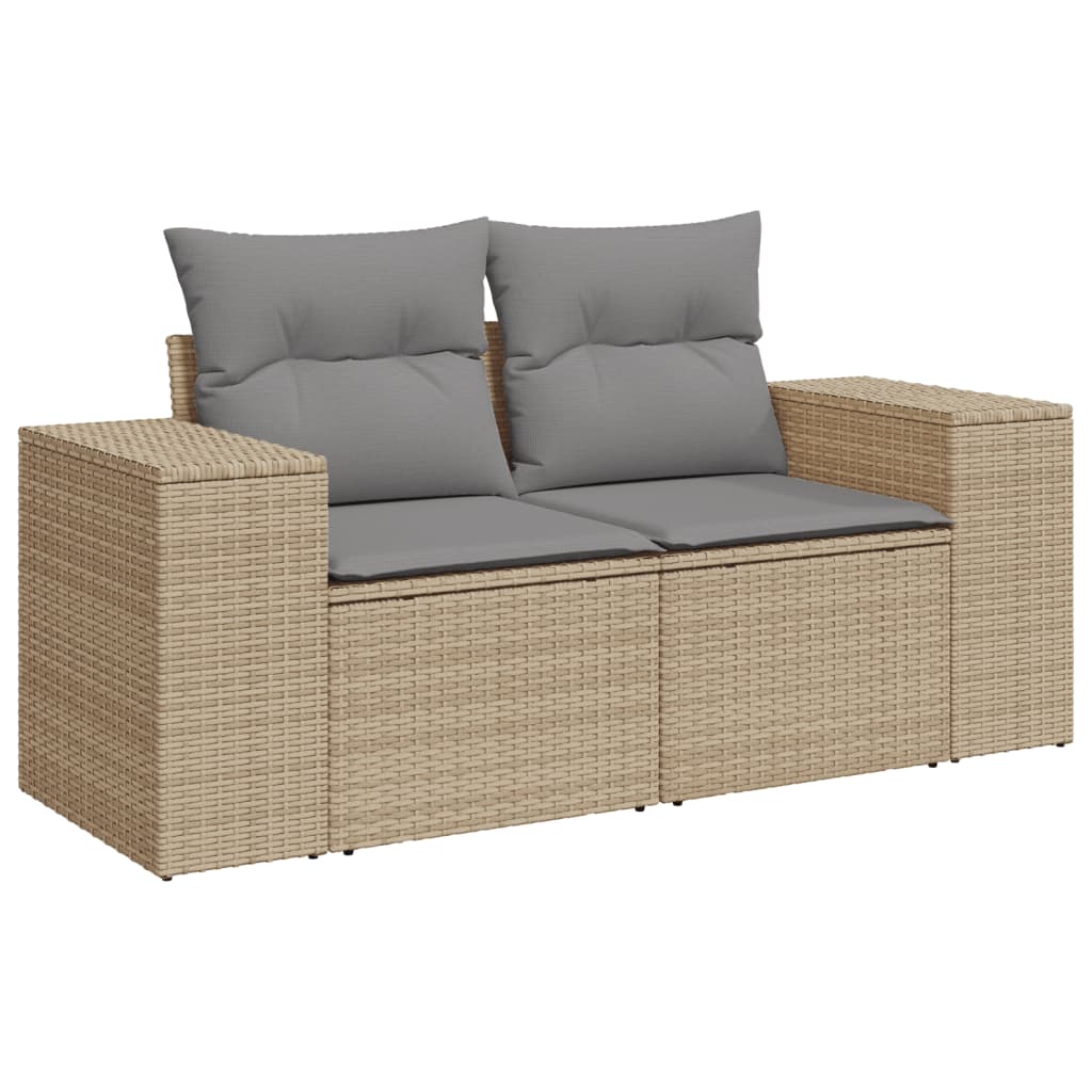 9 részes bézs polyrattan kerti ülőgarnitúra párnákkal 5