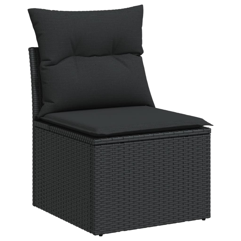10 részes fekete polyrattan kerti ülőgarnitúra párnákkal 3