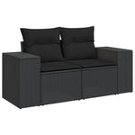 10 részes fekete polyrattan kerti ülőgarnitúra párnákkal 5