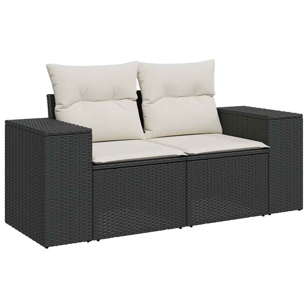 10 részes fekete polyrattan kerti ülőgarnitúra párnákkal 3