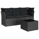 4 részes fekete polyrattan kerti ülőgarnitúra párnákkal 2