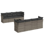 9 részes szürke polyrattan kerti ülőgarnitúra párnákkal 2