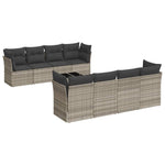 9 részes világosszürke polyrattan kerti ülőgarnitúra párnával 2