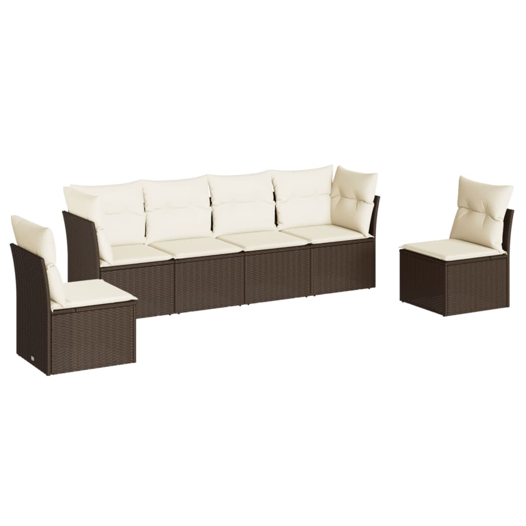 6 részes barna polyrattan kerti ülőgarnitúra párnával 2
