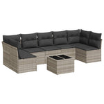 8 részes világosszürke polyrattan kerti ülőgarnitúra párnával 2