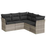 5 részes világosszürke polyrattan kerti ülőgarnitúra párnákkal 2